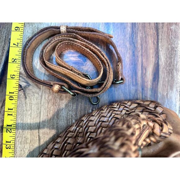 Vintage Women's Brown Woven Leather Purse Italy Satchel Hand Bag - Picture 7 of 8